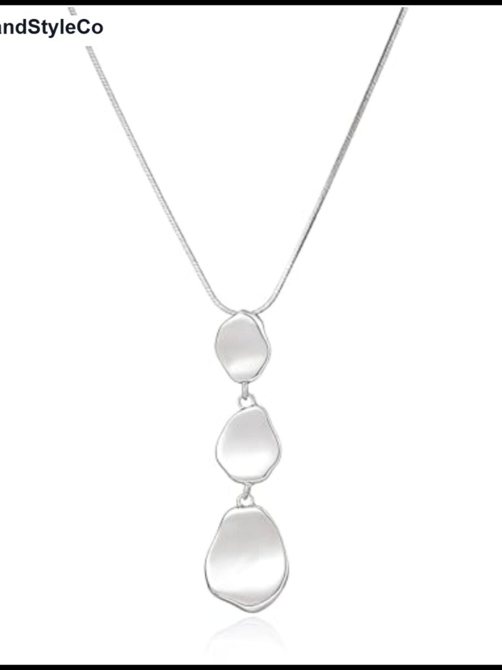 14K Gold Plated Long Necklace Organic Free-Form Discs Pendant Snake Chain Y-Drop